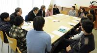 Members of Scientific Advisory Committee in meeting with postgraduate student representatives